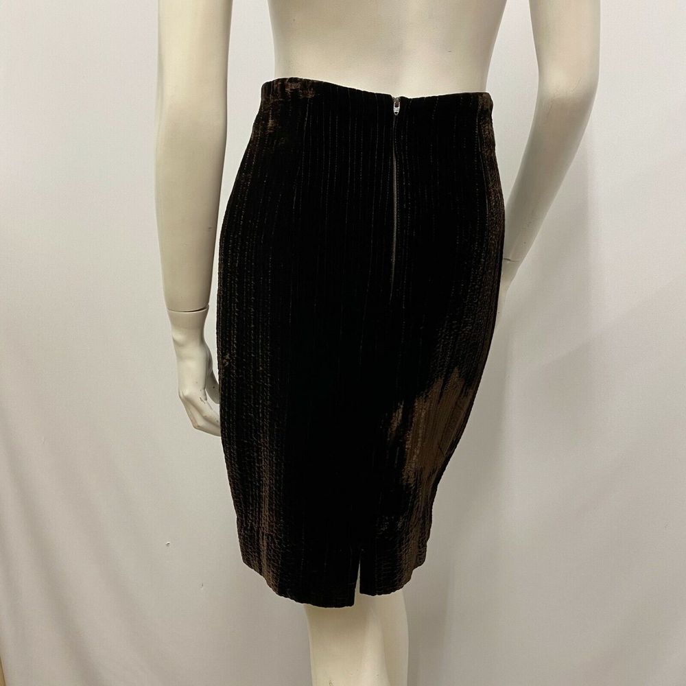 Vintage Gianfranco Ferre Velvet Skirt Dark Brown Pinstripes‎ Size 38 - Picture 4 of 6